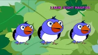 I Saw Eight Magpies | With Actions and Lyrics | English Nursery Rhyme Animation For Kids