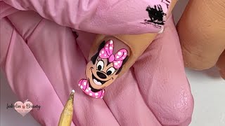 💖CARICATURA DE MINNIE MOUSE EN LAS UÑAS CON SEMIPERMANENTE✨💅 #minniemouse #uñasdeminnie