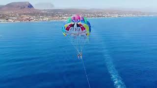 Water sports drone footage parasailing Analipsi Crete