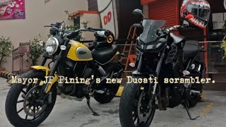 Mayor JP Pining's new Ducati scrambler.