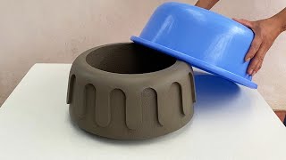 Simple Skill To Make A Wonderful Flower Pot From Cement And Foam