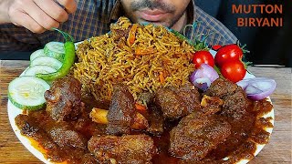 spicy mutton masala pulao and mutton bhuna masala curry tomato raw onion salad eating show mukbang