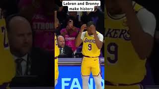 Lebron and Bronny James check in together and make history #nba #shorts #lebron