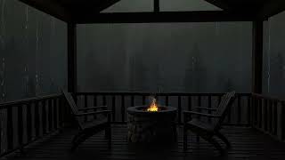 Tropical Rainforest White Noise - Dark balcony next to the fire pit for calm, deep sleep