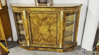 Antique Victorian Walnut Ebonised & Marquetry Credenza