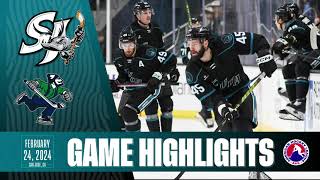 AHL HIGHLIGHTS | San Jose Barracuda vs Abbotsford Canucks | Feb 24, 2024