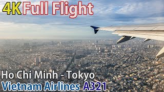 Full flight video, Ho Chi Minh to Tokyo (Narita), A321, Vietnam Airlines [4K]