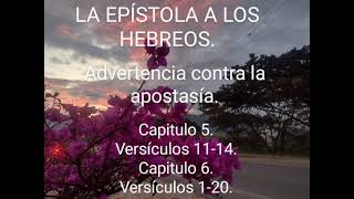 Advertencia contra la apostasía. Santa Biblia Reina V. Hebreos. Cap 5. Vers 11-14. Cap 6. Vers 1-20.