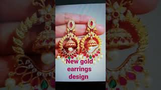 Like & share gold earrings design with gemstones