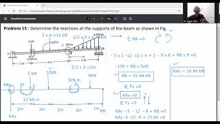 Problem 15 - Support reactions of beam/simply supported beam/Hinge and roller supported