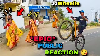 EPIC PUBLIC REACTION 🤯 on Wheelie 👀😘 |👧 ladkiyo ko takkar mar diya 😰🔥 | bicycle restoration videos