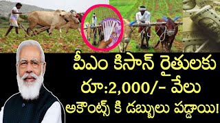 పీఎం కిసాన్ 2,000 వేలు రైతుల అకౌంట్స్ కి డబ్బులు జమ