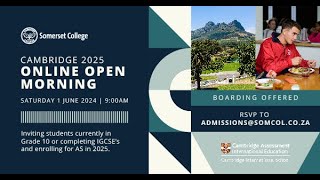 Cambridge Online Open Morning - Somerset College - 1 June 2024