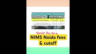 NIMS Noida fees & cutoff #neet