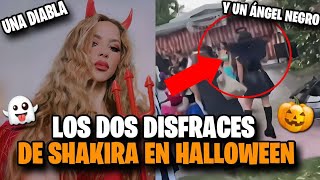 Asi celebró SHAKIRA Halloween con sus hijos disfrazada de Diabla y Ángel Negro para pedir dulces. 🎃🕸