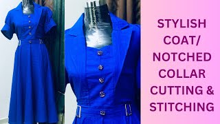 Latest Trendy Notched/Coat Collar Dress Cutting and Stitching/Puff Sleeve Design