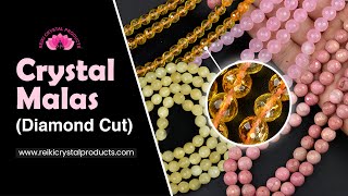 Natural Crystal Stone 108 Beads diamond-cut Mala & Necklace for Reiki Healing & Crystal Healing