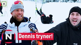 Martin storkoser seg med å se Dennis Vareide falle på ski | 16 ukers helvete | TVNorge