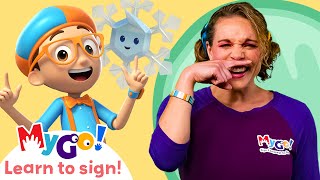 Learn Sign Language with Blippi Wonders! | Sneeze | MyGo! | ASL for Kids