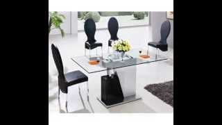 MONACO LARGE GLASS DINING TABLE AND 6 CHAIRS