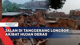 Akibat Diguyur Hujan Deras, Jalan Alternatif di Kecamatan Pagadangan Kabupaten Tanggerang Longsor