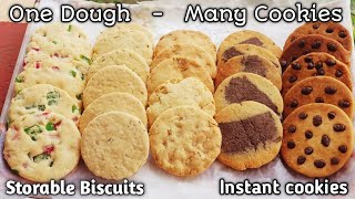 one dough - many cookies | storable biscuits recipe | homemade biscuits recipe | instant biscuits