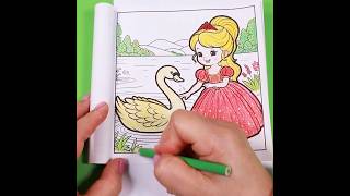 Princess & Swan| Cute Coloring Page for Kids#coloringforkids #coloringfun