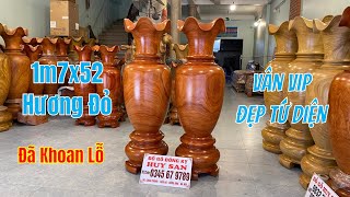 Lục Bình Hương Đỏ Nam Phi 1m7x52 Vân Vip Siêu Đẹp, Hàng Đã Khoan Lỗ, Dùng Yên Tâm Ổn Định