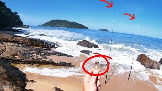 Pesca de Praia em Ubatuba Praia do Prumirim canto do Itaipu, usei 2 iscas nessa pescaria!