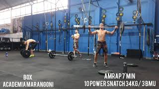 CROSSFIT - OPEN 16.3 - AMRAP 7'MIN - 10 POWER SNATCH 75lb/ 3 BMU - VITOR MONTEIRO - 55 REPS.