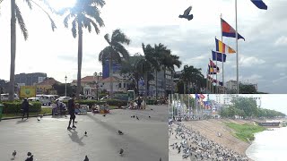 Evening time Relaxing walk Riverside in Phnom Penh City/Cambodia