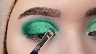 ماكياج العيون سريع وسهل باللون الاخظر يوضح كيفية دمج ظلال العيون  green eye shadow