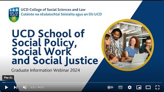 UCD School of Social Policy, Social Work and Social Justice Taught Graduate Courses 2024