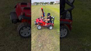 Kids crazy off-road adventure in a power wheels jeep!