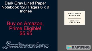 Dark Gray Lined Paper Notebook 120 Pages 6 x 9 Inches Gifts for Student @Justinsestore