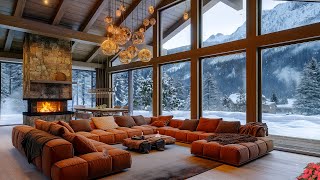 Winter Cabin Jazz Vibes - Soothing Fireplace Ambience and Snowfall for Calm, Comfort & Stress Relief