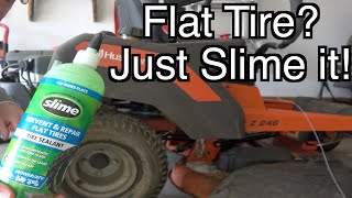 Fixing a flat tire | Slime tire filler how to and review