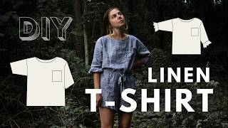 How to sew a simple linen T-shirt! Tutorial + Pattern // DIY boxy linen top // The SALTWATER shirt