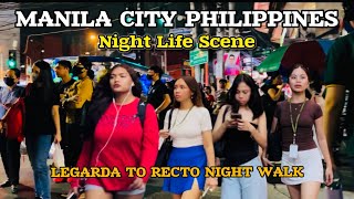 DOWNTOWN MANILA WALK SCENES | BUSIEST NIGHT [4K] walking tour PHILIPPINES