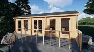 Studio de jardin 30m2 en bois Hansa C / 30M2 / 70MM