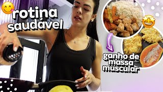 TUDO O QUE EU COMO EM 1 DIA para ganho de massa magra aliado com musculação 💪🏻 | vlog