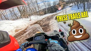 Munising Michigan Late Season Snowmobile Trail Riding - Yamaha Phazer