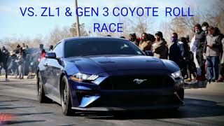 GEN 3 COYOTE ROLL RACES ZL1 CAMARO & ANOTHER SIMILAR MODDED GEN 3 COYOTE