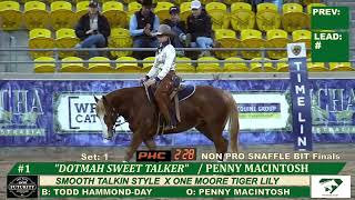 PENNY MACINTOSH DOTMAH SWEET TALKER NON PRO SNAFFLE NBIT CHAMPION NCHA AU Futurity 2024