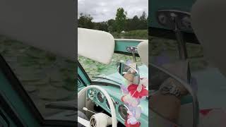 Floating around in the royal pond in an amfi-car 🪷🫧 #amficar #royalty #boating #cargirl #concours