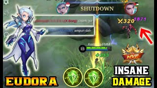 EUDORA MVP INSANE MAGIC DAMAGE GAMEPLAY - BUILD AND EMBLEM SET - BUILD Top 1 Global EUDORA MLBB