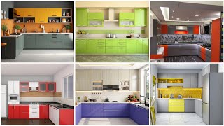 Trendy kitchen colour combination ideas for modular kitchen cabinet and kitchen wall rack shelf