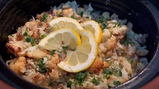 منزلة زهرة( قرنبيط) بالفخارة بالحمض والثوم صحية بدون زيت /Cauliflower with lemon and garlic#healthy