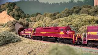 HO scale DM&IR ore train running on my layout