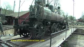 The Sierra #3 Locomotive takes a ride on the roundhouse turntable.